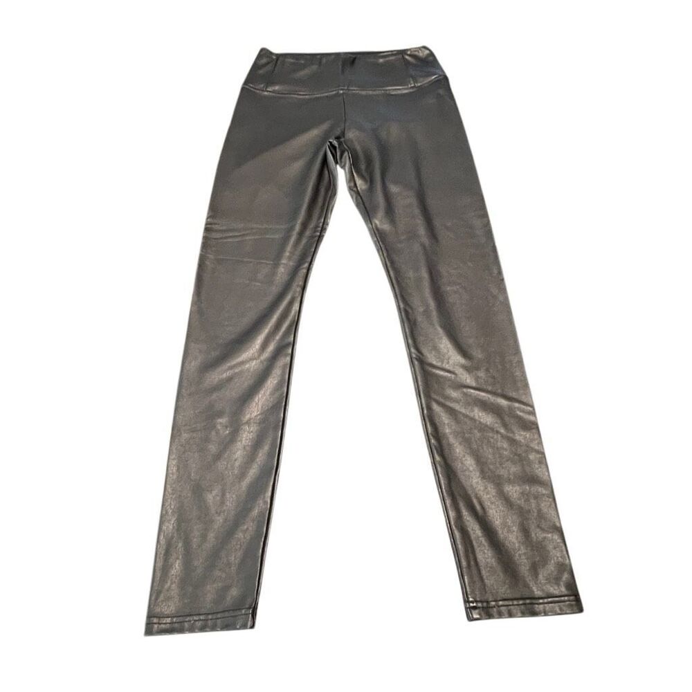 Bagatelle.NYC Women's High Rise Faux Leather Pull-on Leggings Gunmetal Small - Picture 2 of 5